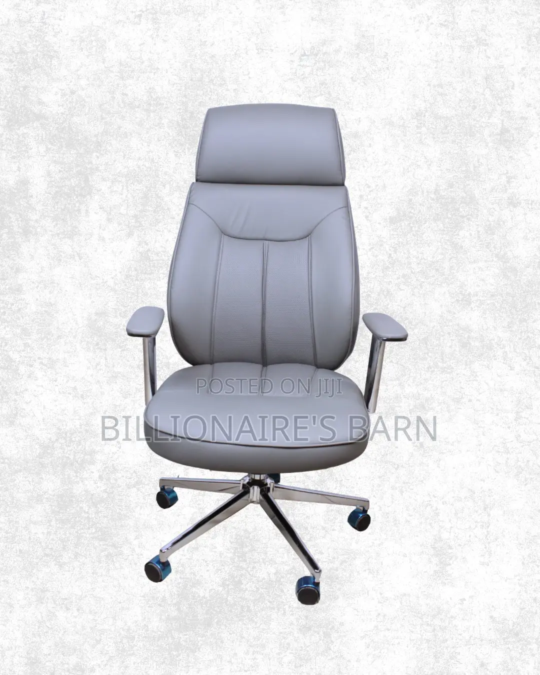 Heavy-Duty Grey Executive Leather Office Chair | Tilt Lock Mechanism
