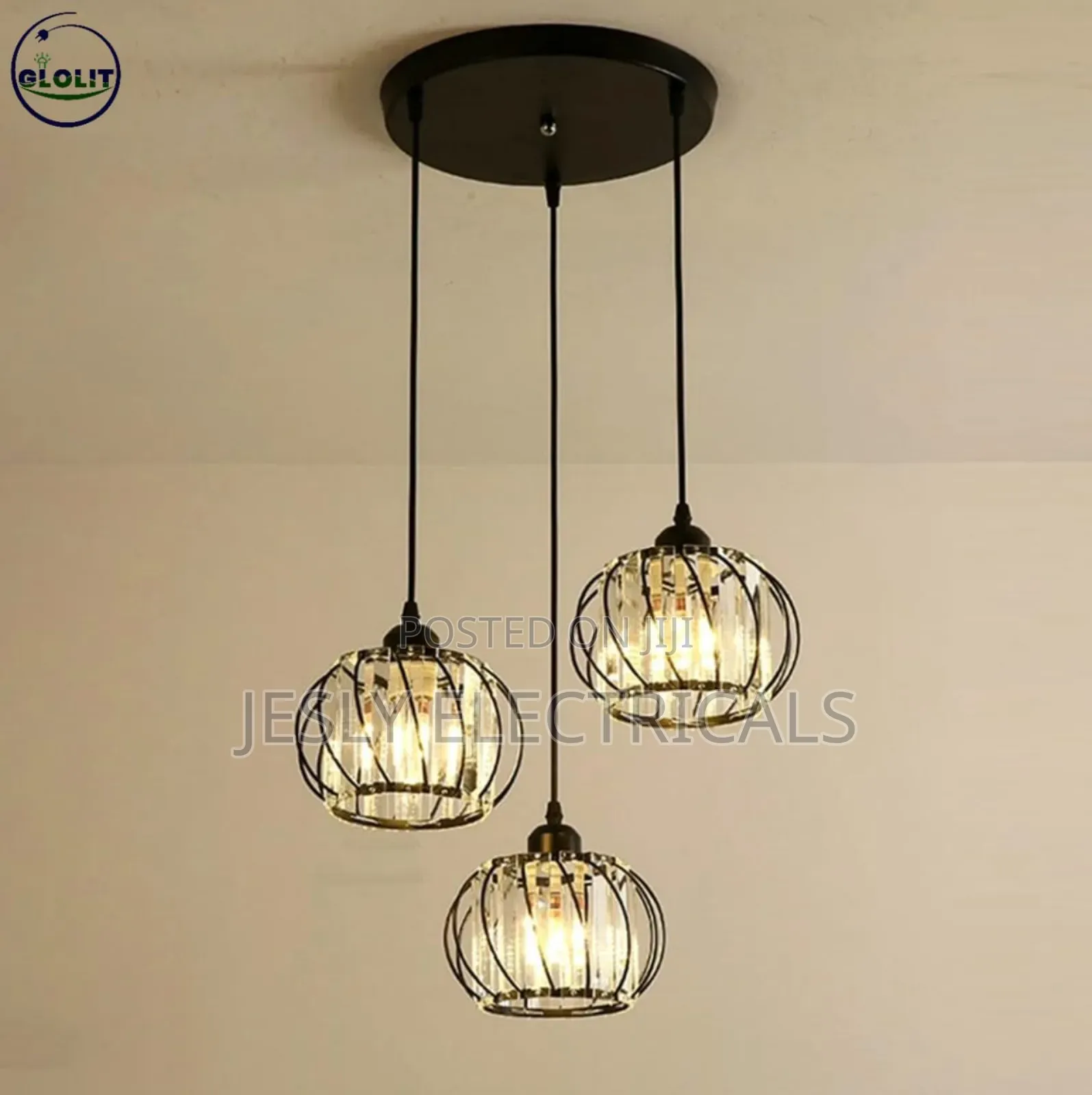 Crystal Led Pendant Lights for Dining Room Living Room Nordic Black