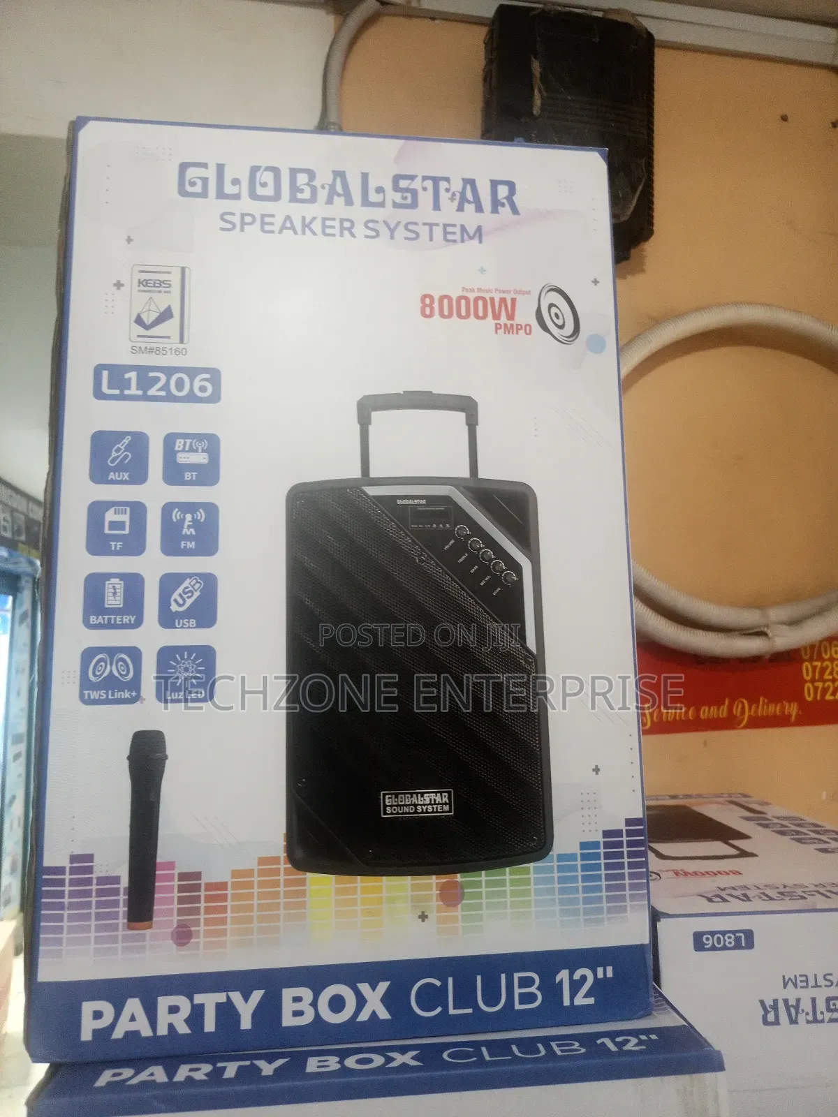 Globalstar Portable Club 12 Inches Trolley Portable Speaker With Mic,