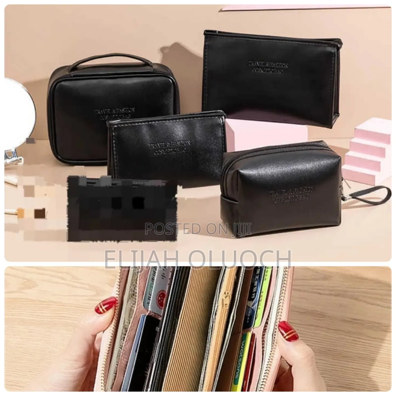 4pcs Vegan Leather Travel Makeup Cosmetic Bags