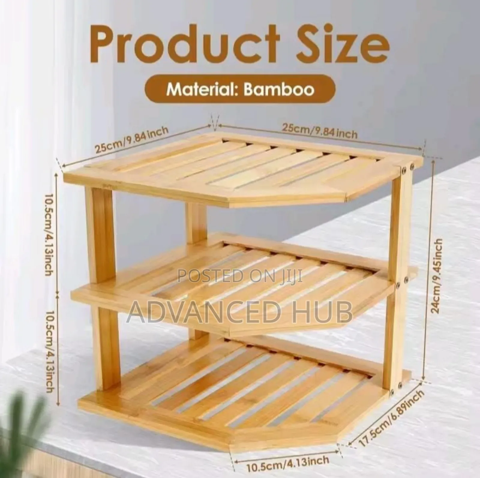 3 Tier Corner Bamboo Kitchen Storage Spice Rack