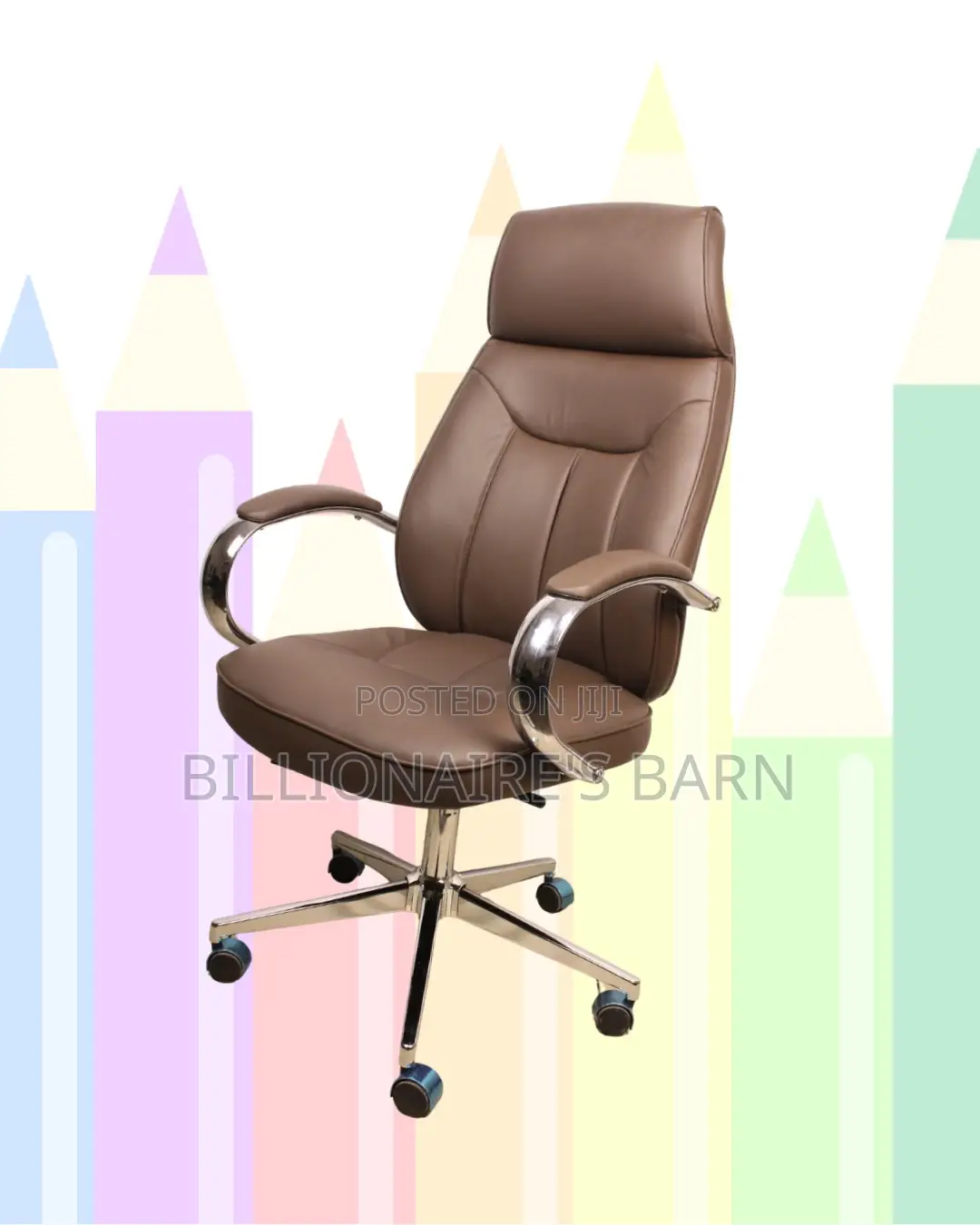 Brown Executive Leather Office Chair (High-Back) — Fast Seller