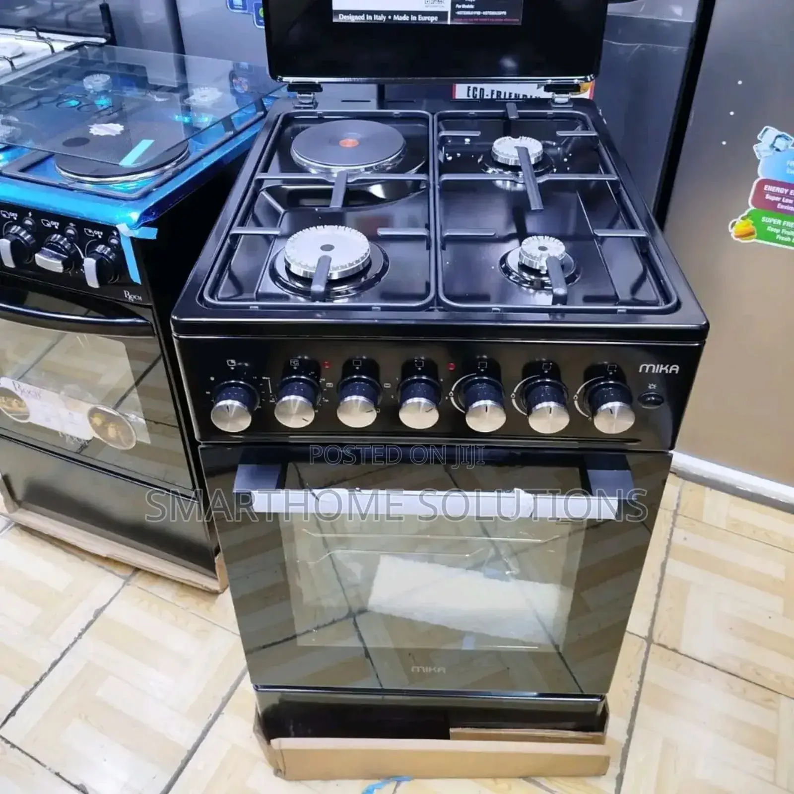 Mika Cooker, Black, Electric Oven 50cm×60cm Standing Cooker