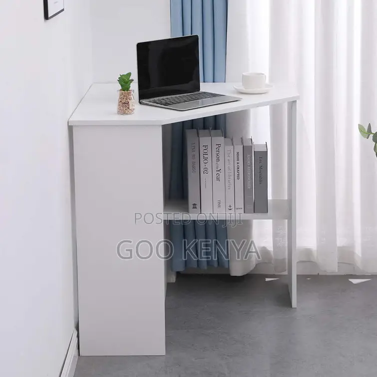 Home Office Desk; White Wooden Home Office Laptop Desk With Shelves