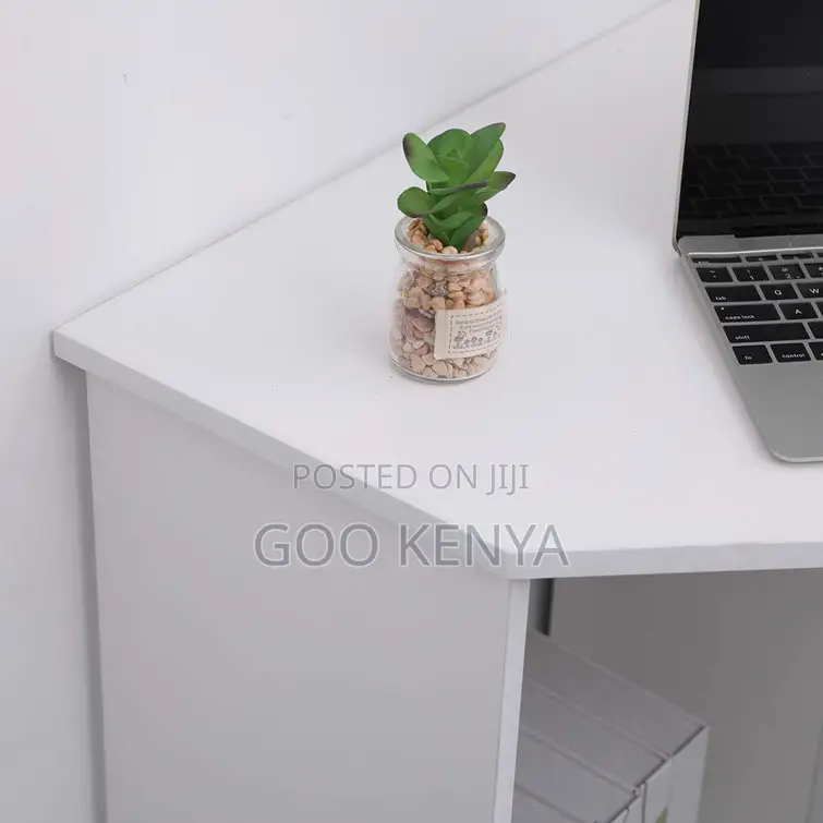 Home Office Desk; White Wooden Home Office Laptop Desk With Shelves