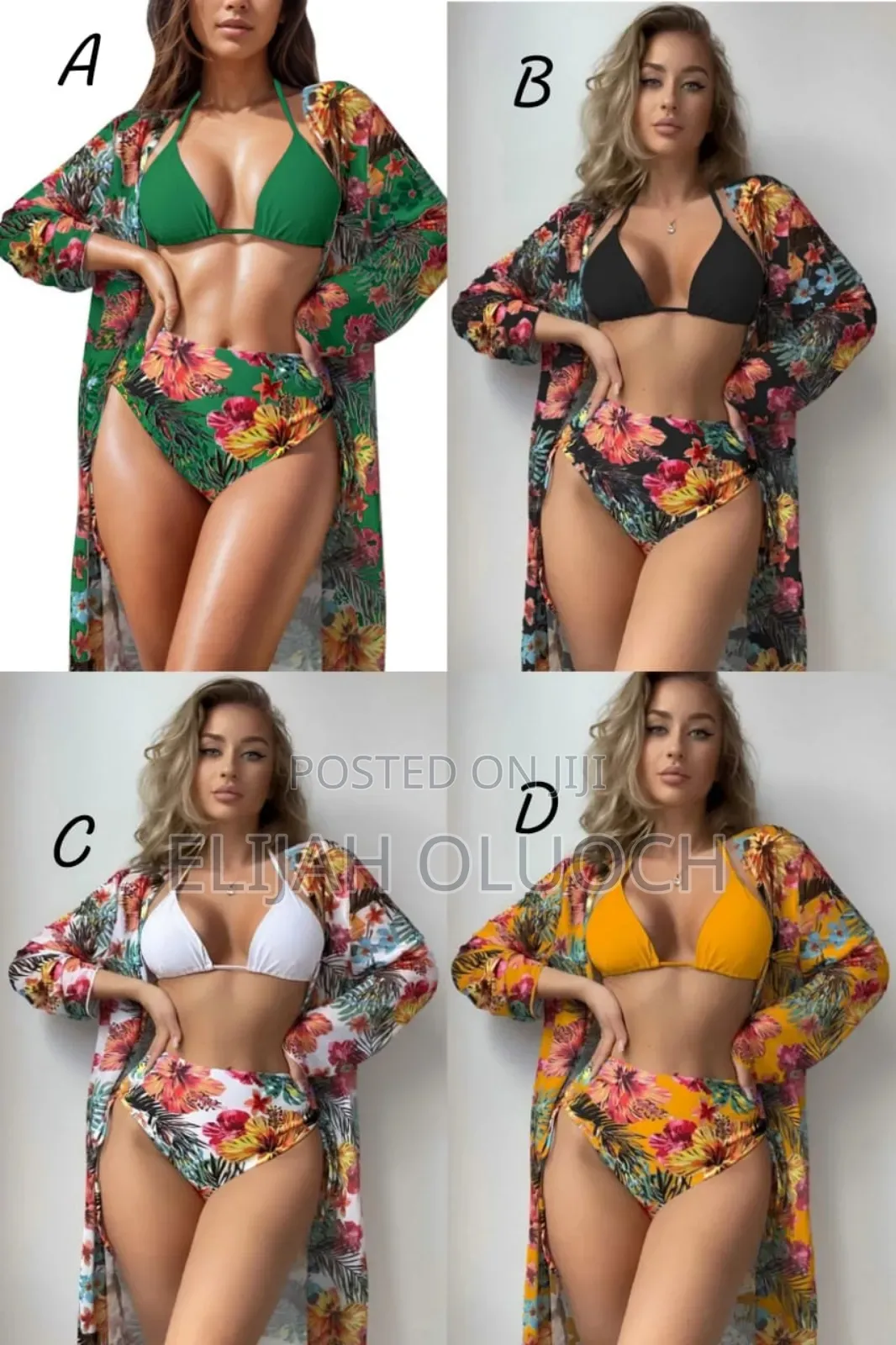 3pcs Floral Women Bikini Swimsuit
