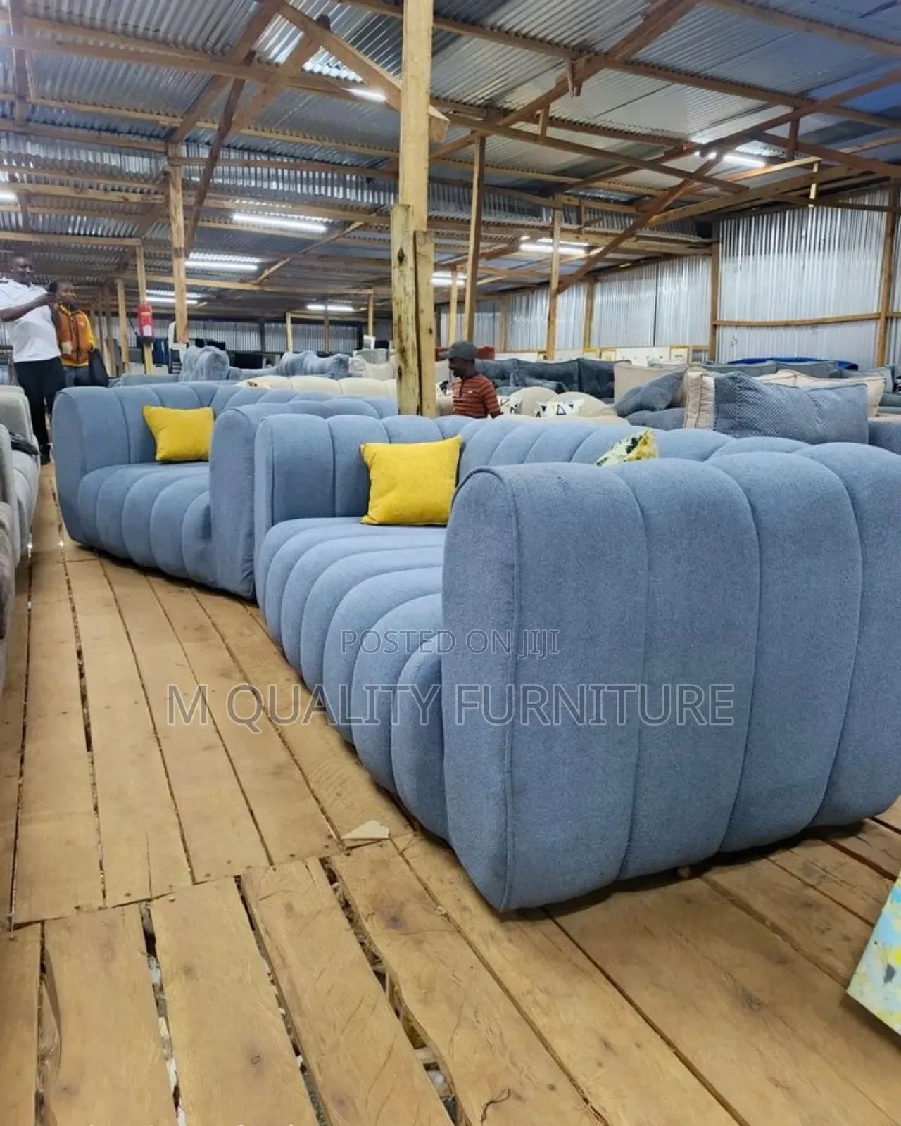 5 Seater Blue 3-2 Sofas