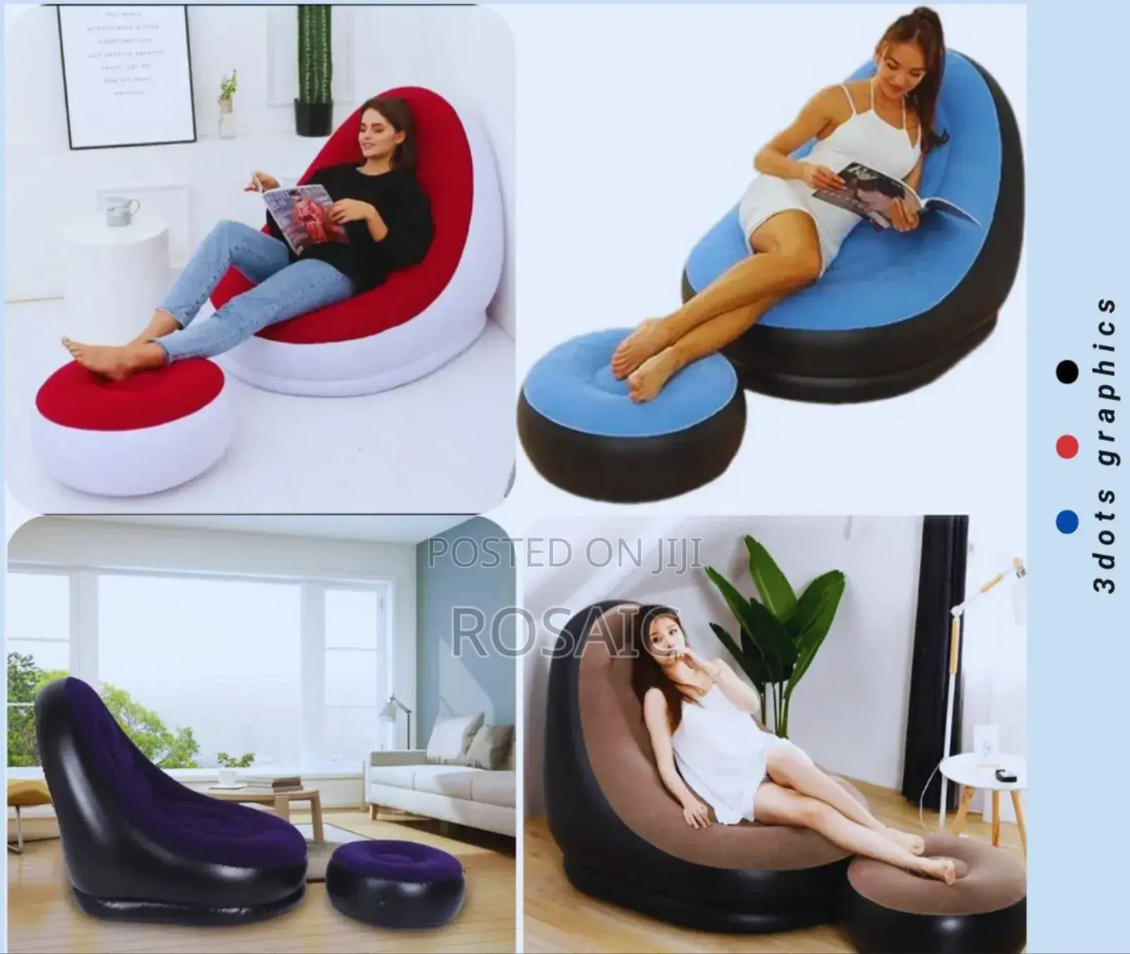 Inflatable Seat, With Foot Rest and a Manual Pump