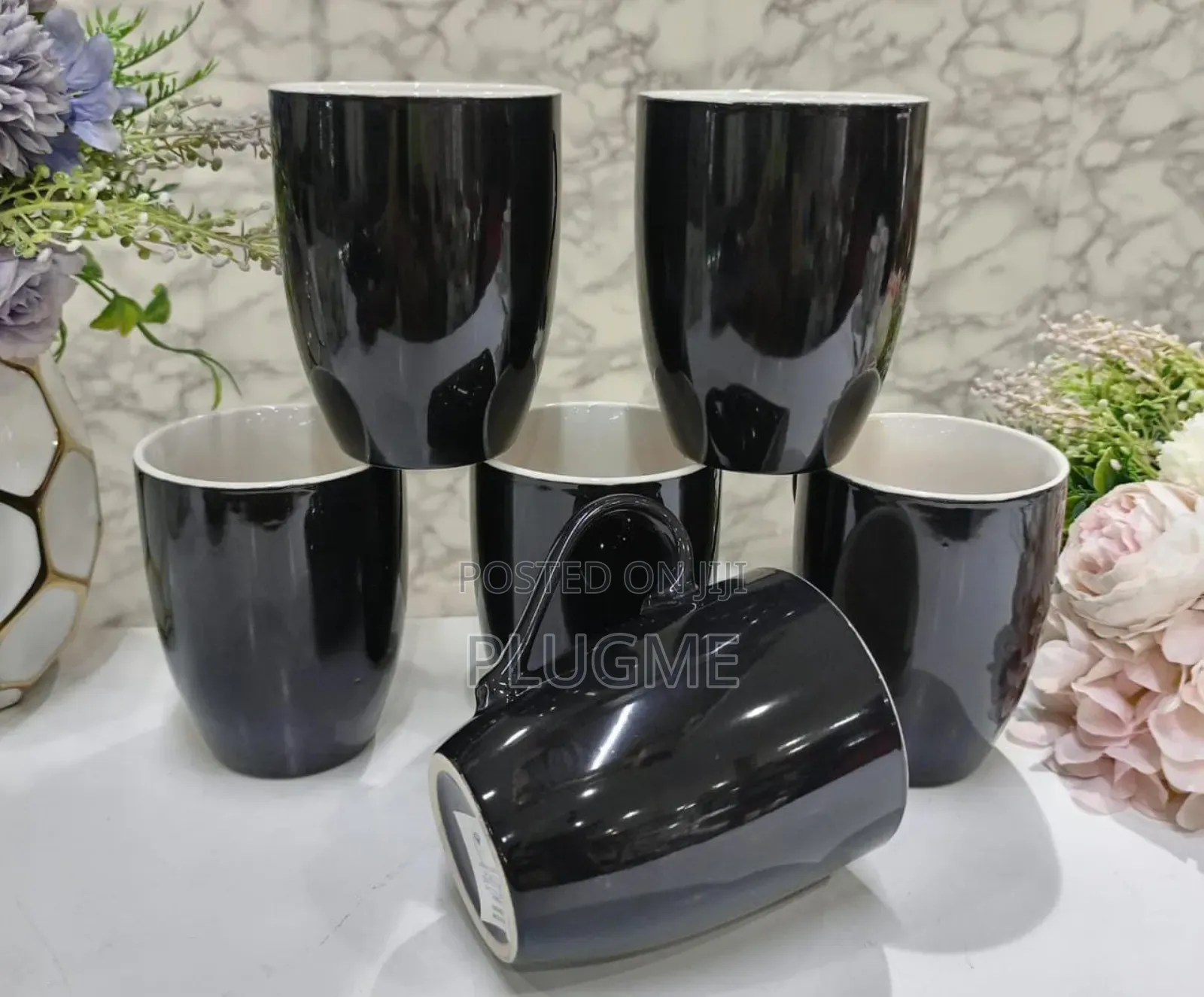 6 in 1 Set White Ceramic Mugs