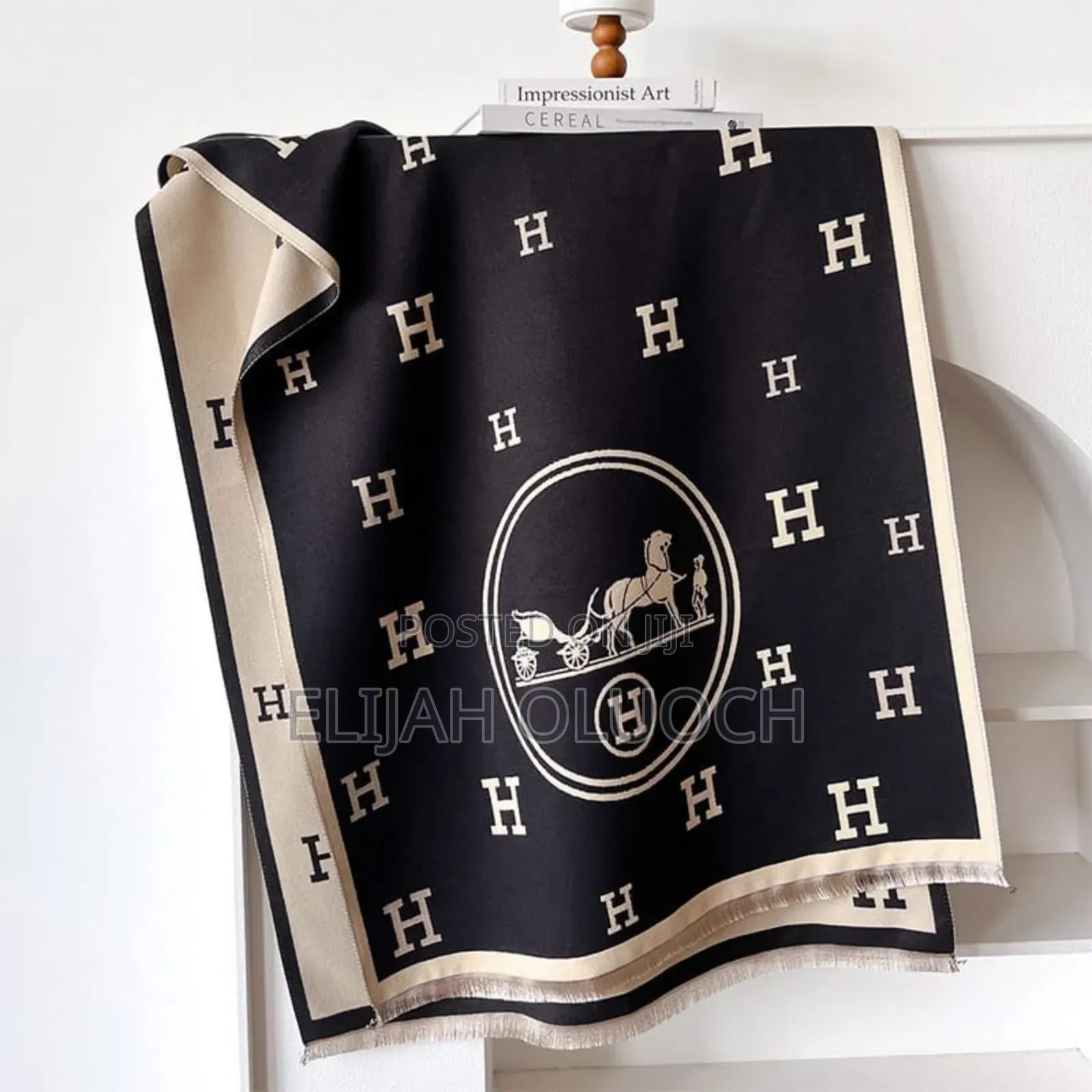 Hermes Double-Sided Scarf for Women Warmer Winter Cashmere Shawls
