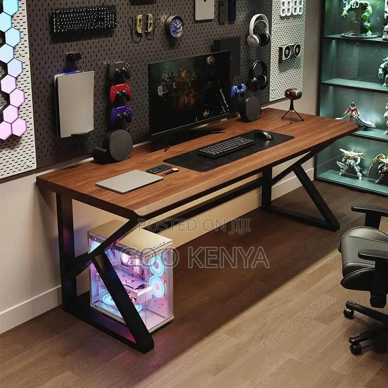 Office Table; 1.2m Wooden Top Office Desk With Sturdy Metal Legs