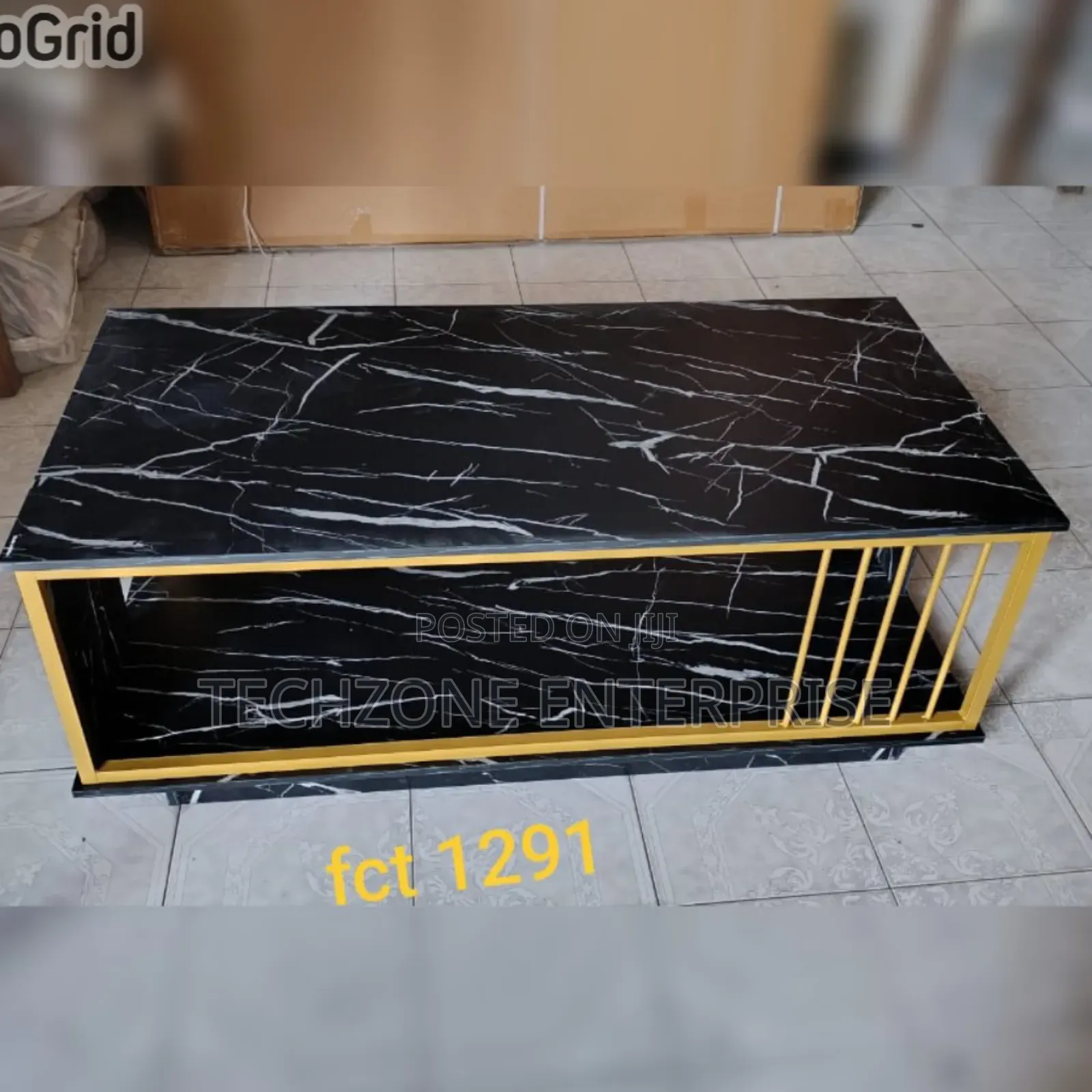 Executive Black Marble Coffee Table With Storage Area 