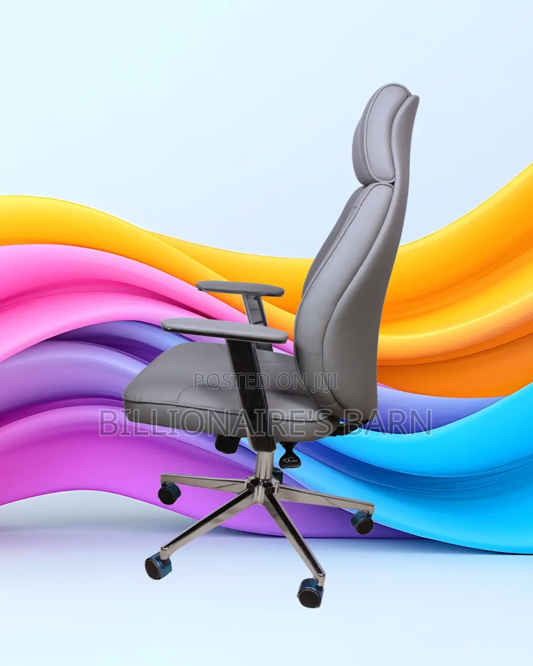 Grey Executive Leather Office Chair | Pro-Grade Lumbar Support