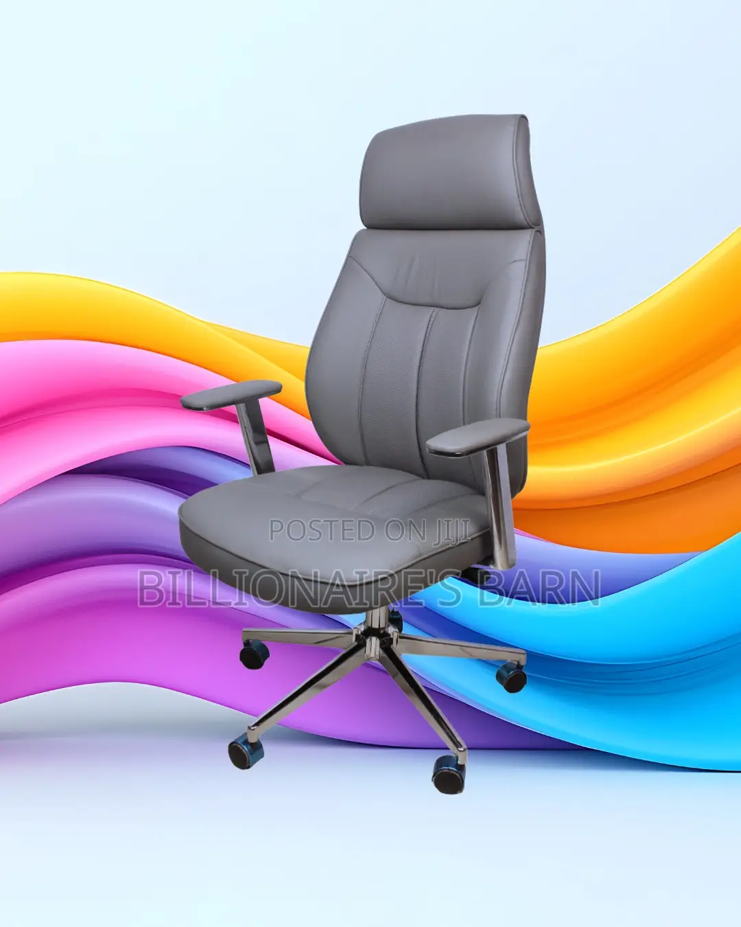 Grey Executive Leather Office Chair | Pro-Grade Lumbar Support
