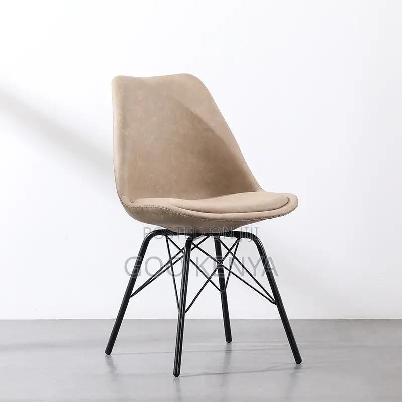 Dining Chair; Leather Padded Blue Plastic Chair With Wooden Legs