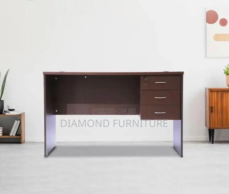 Office Furniture; (120cm) Zone Study Desk in Dark Walnut With Storage