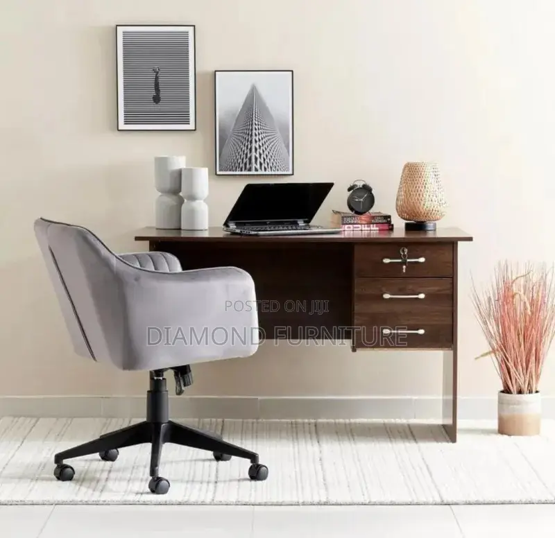 Office Furniture; (120cm) Zone Study Desk in Dark Walnut With Storage
