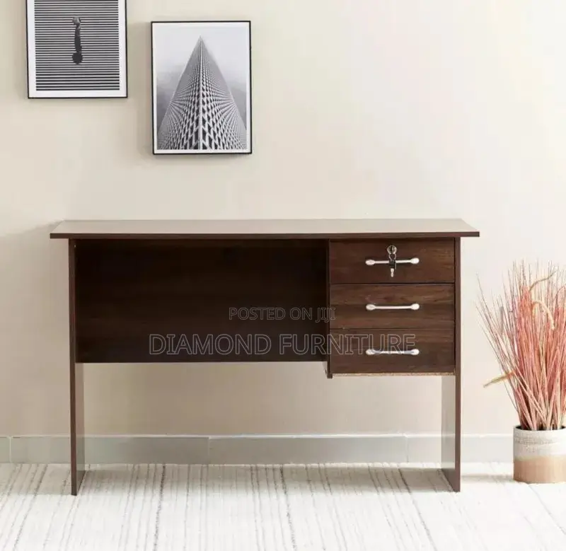 Office Furniture; (120cm) Zone Study Desk in Dark Walnut With Storage