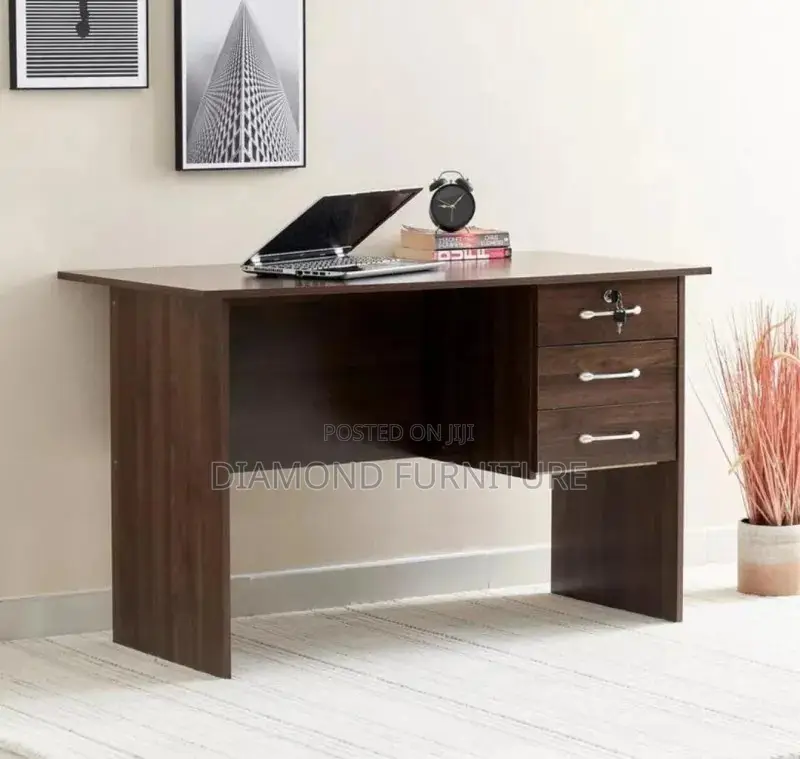 Office Furniture; (120cm) Zone Study Desk in Dark Walnut With Storage