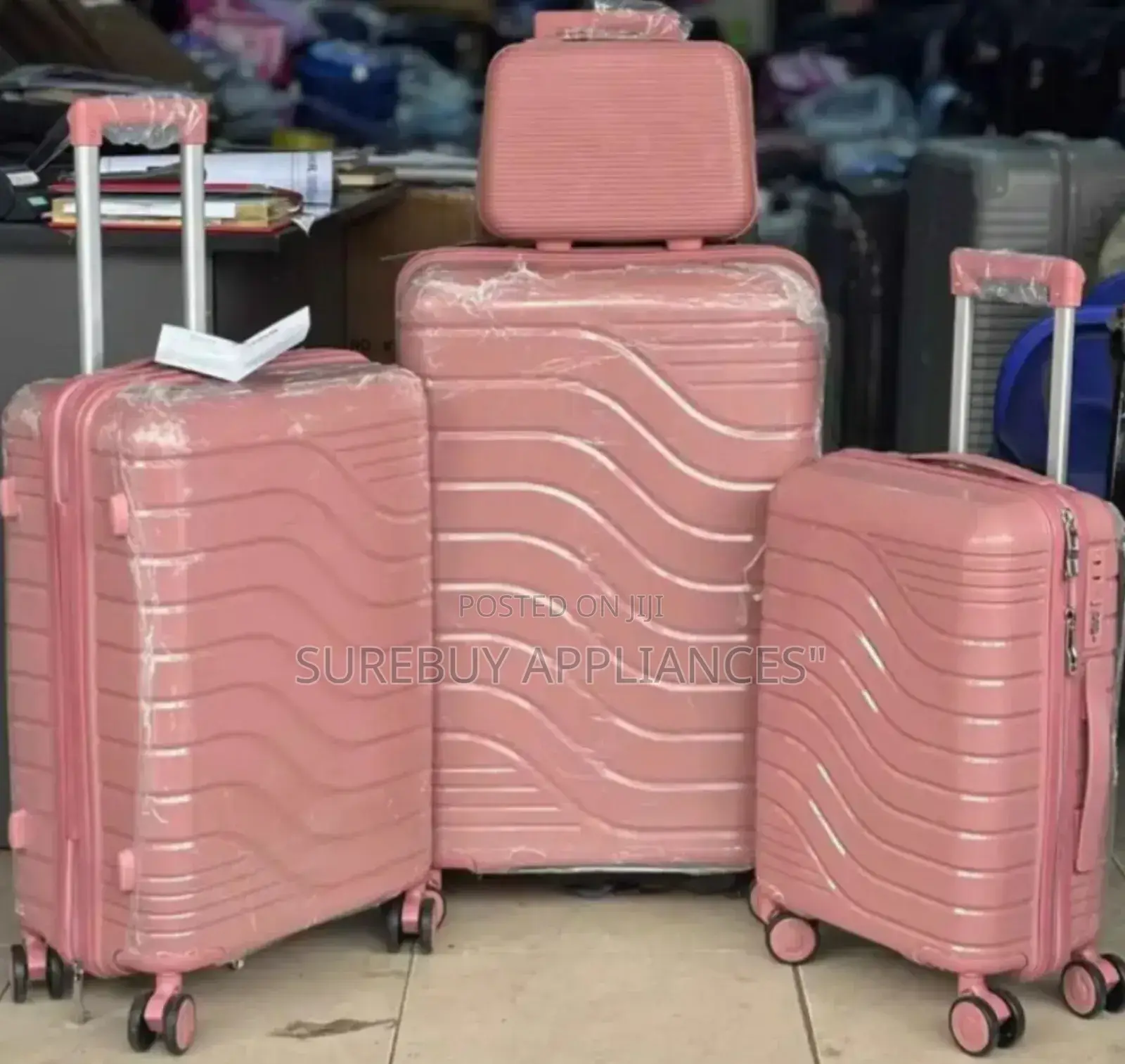4in1 Rubber Unbreakable Suitcase With Makeup Bag