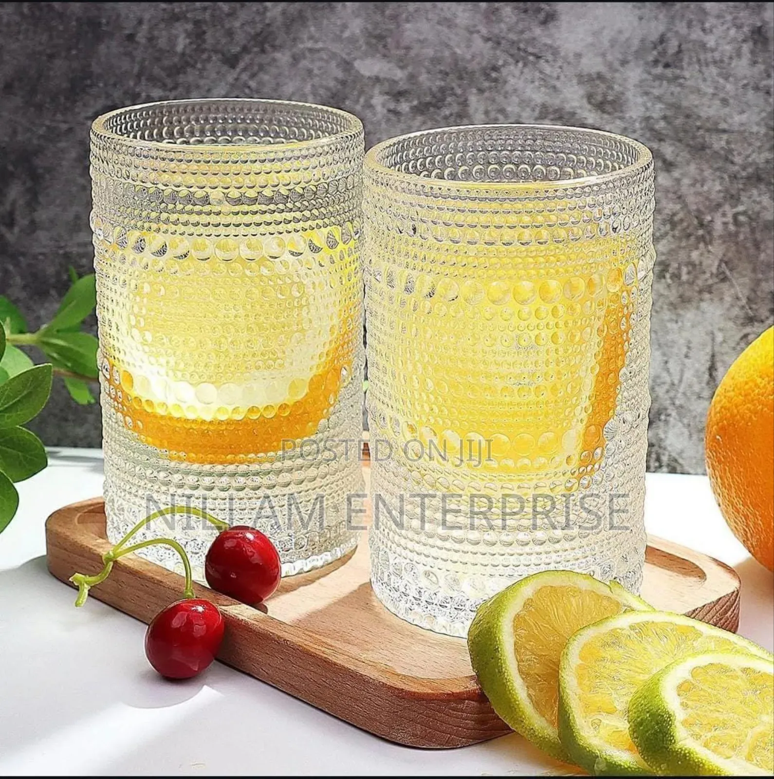 High Borosilicate Embossed Water/Juice Glasses 450ml