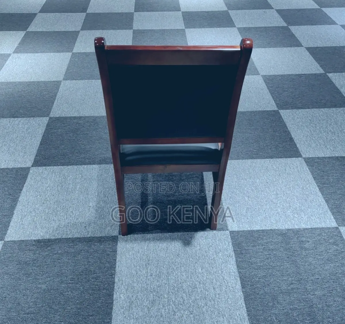 Office Chair; Black Leather Armless Office Chair