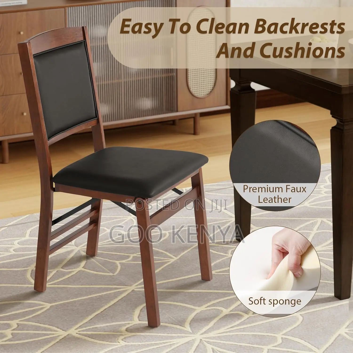 Office Chair; Black Leather Armless Office Chair