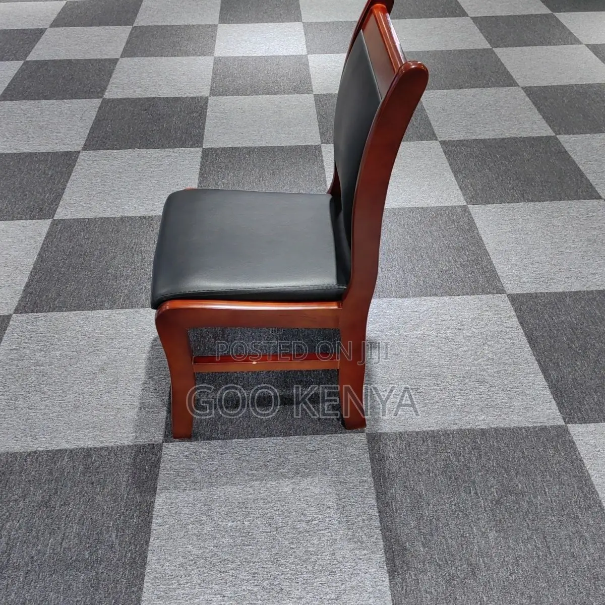 Office Chair; Black Leather Armless Office Chair