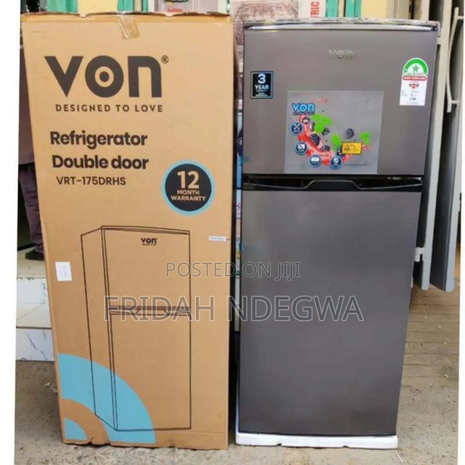 Von VRT-175drhs Top Mount Fridge Direct Cool, 175l -