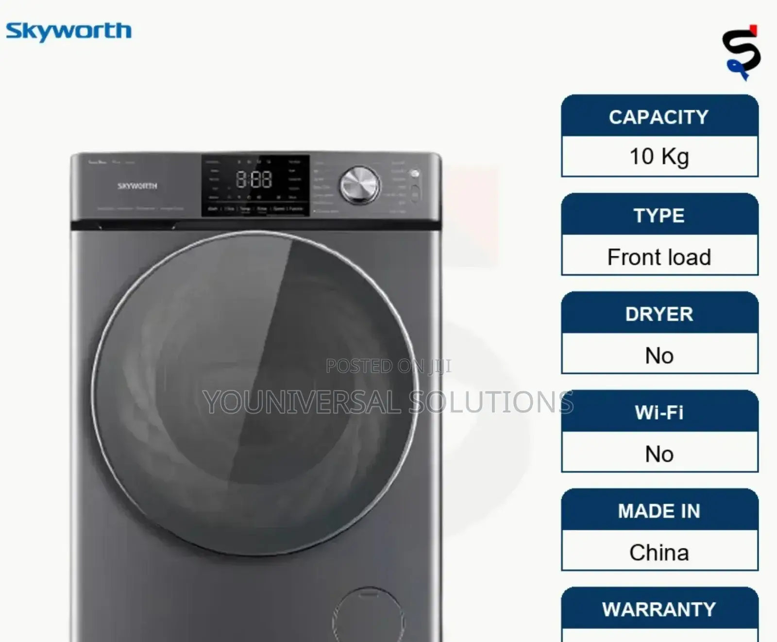 Front Load 
10kg Wash and Dry Skyworth Washing Machine