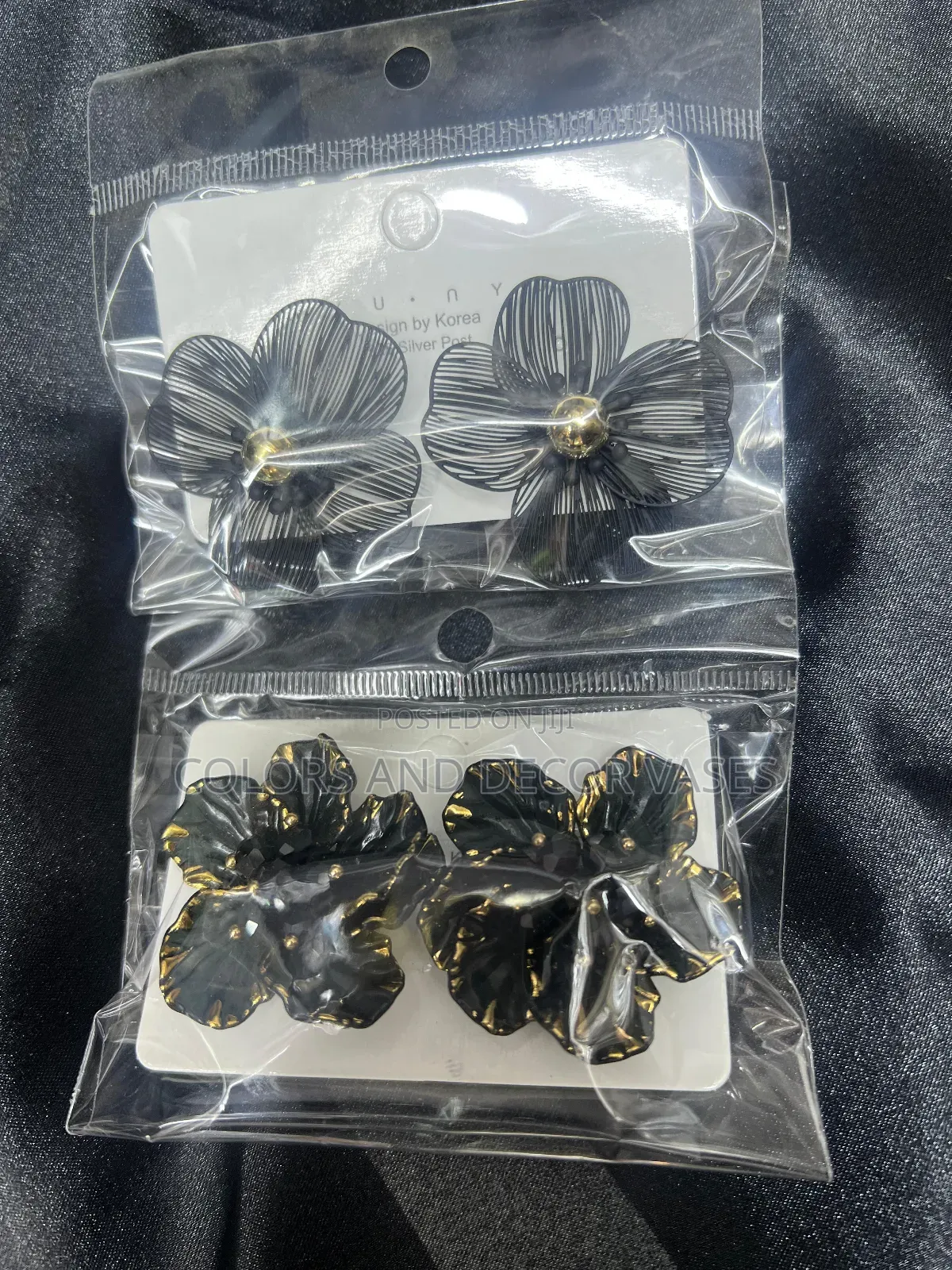 Black Floral Earrings