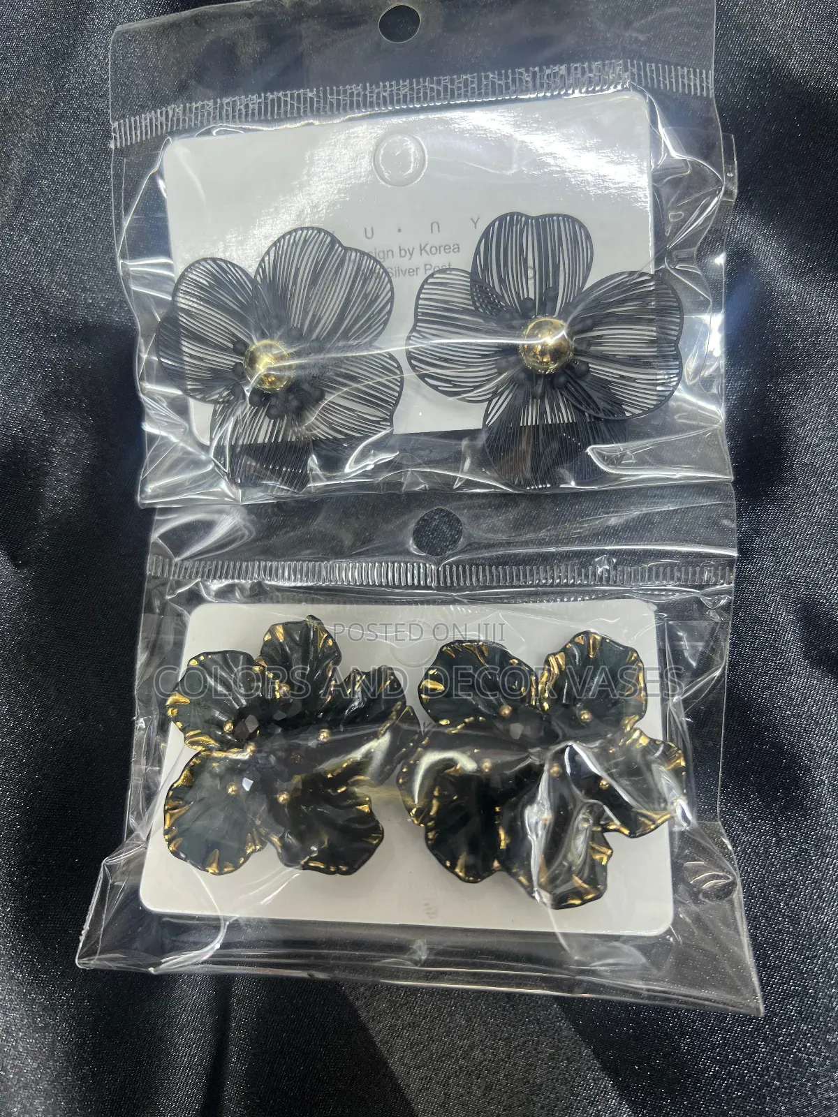 Black Floral Earrings