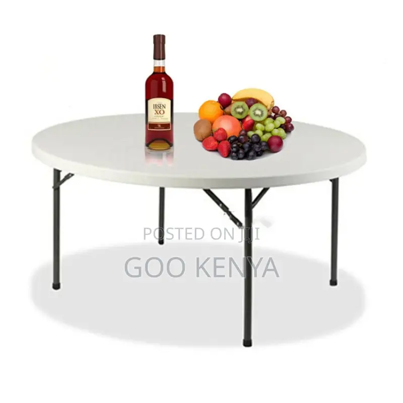 Dining Table; Round White Plastic Dining Table