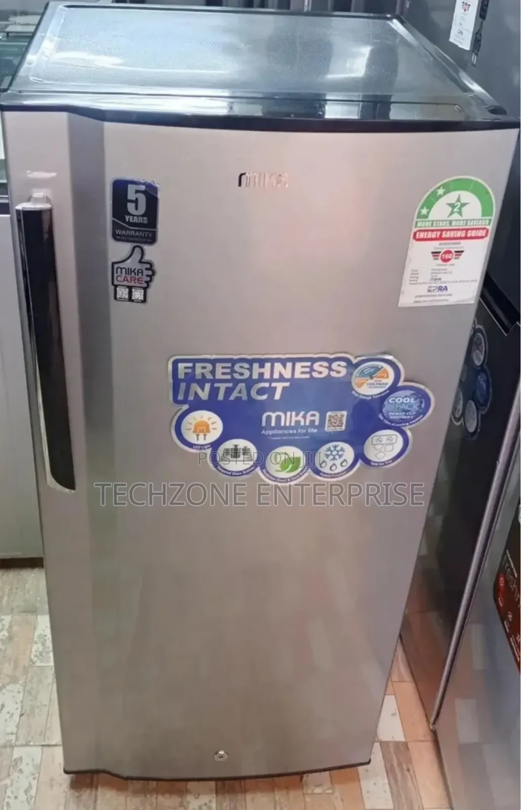 Mika Fridge, Single Door Defrost, 150l, Line Silver Dark