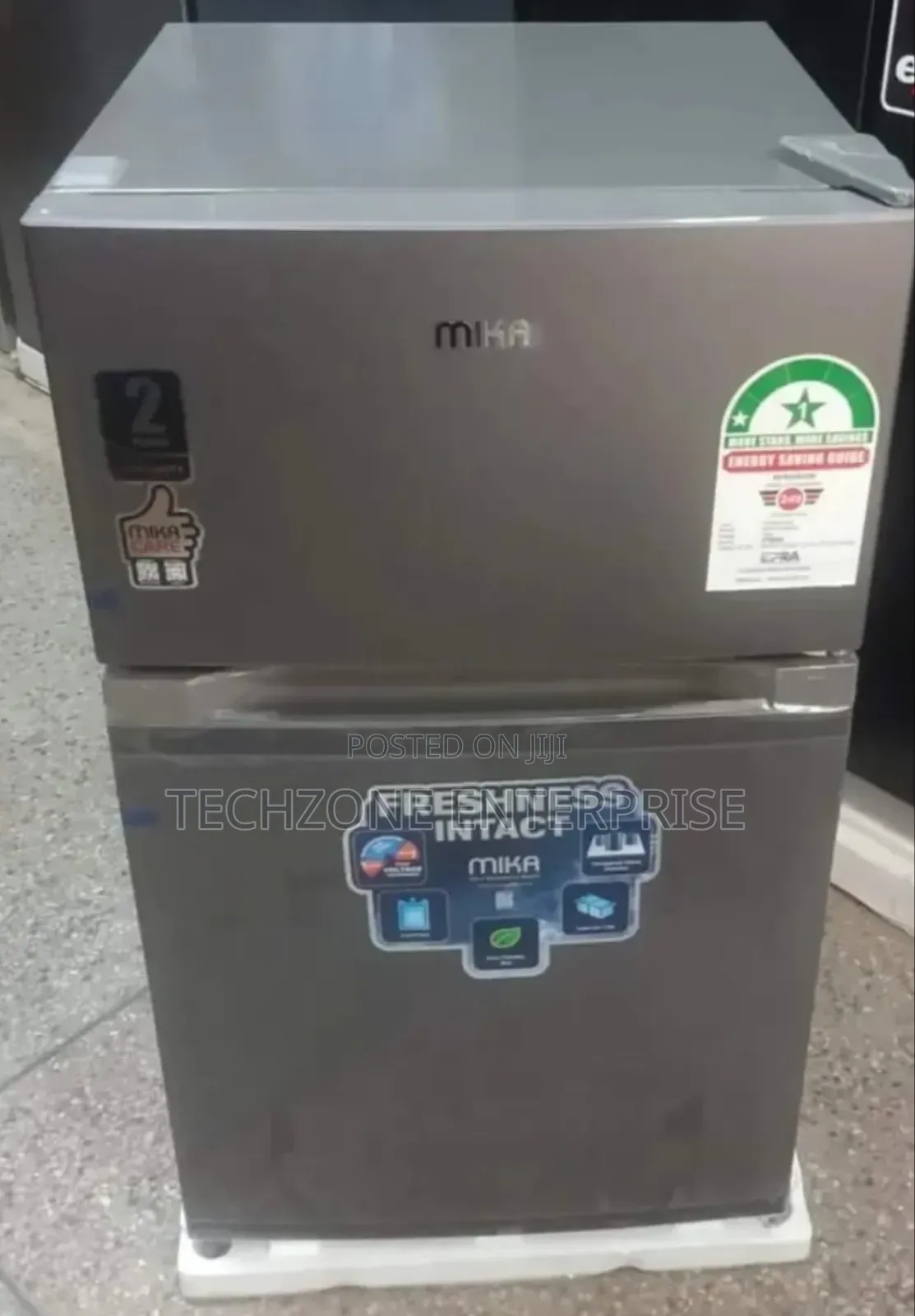 Mika Fridge 86l 2 Door Top Freezer Defrost Line Silver Dark Mrdcd86lsd