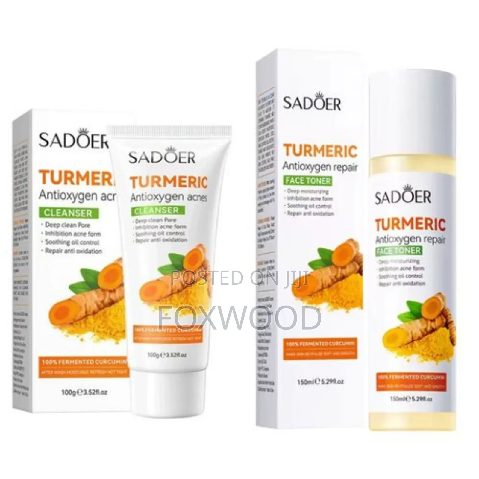 Sadoer 2in1 Tumeric Face Toner and Tumeric Face Cleanser