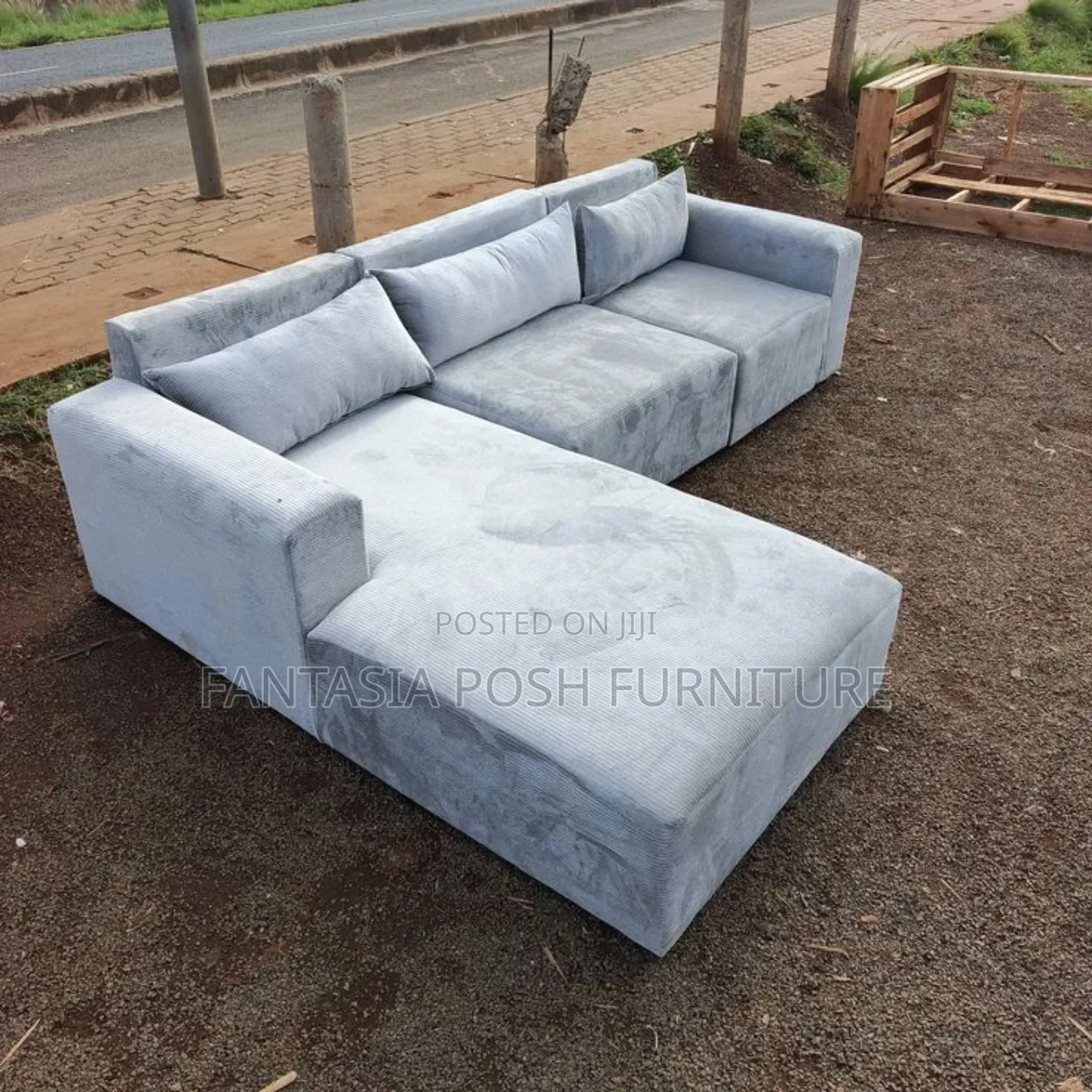 Grey L-Shaped Sectional Sofa