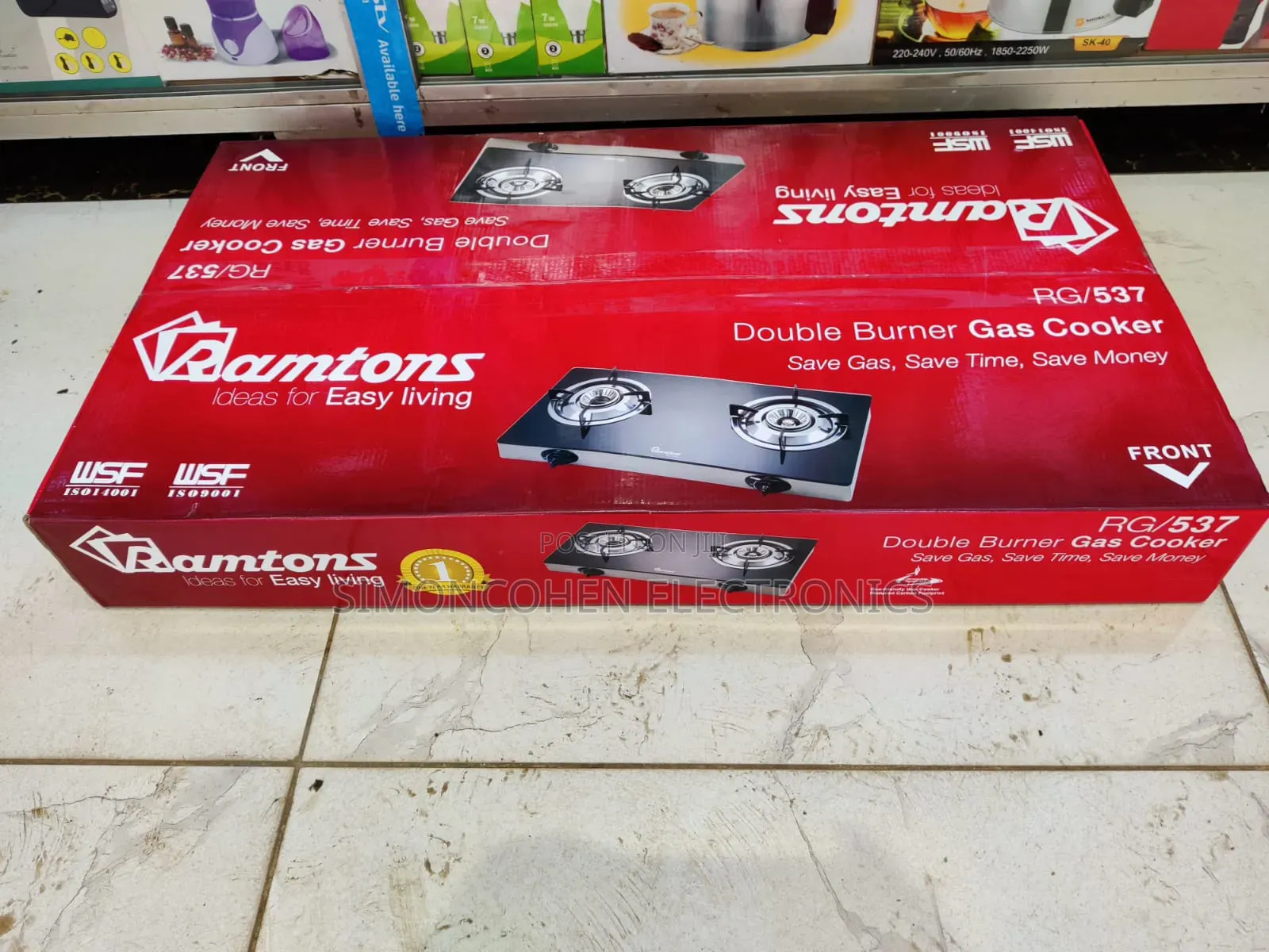 Ramtons 2burner Gas Cooker Ceramic Top Rg537