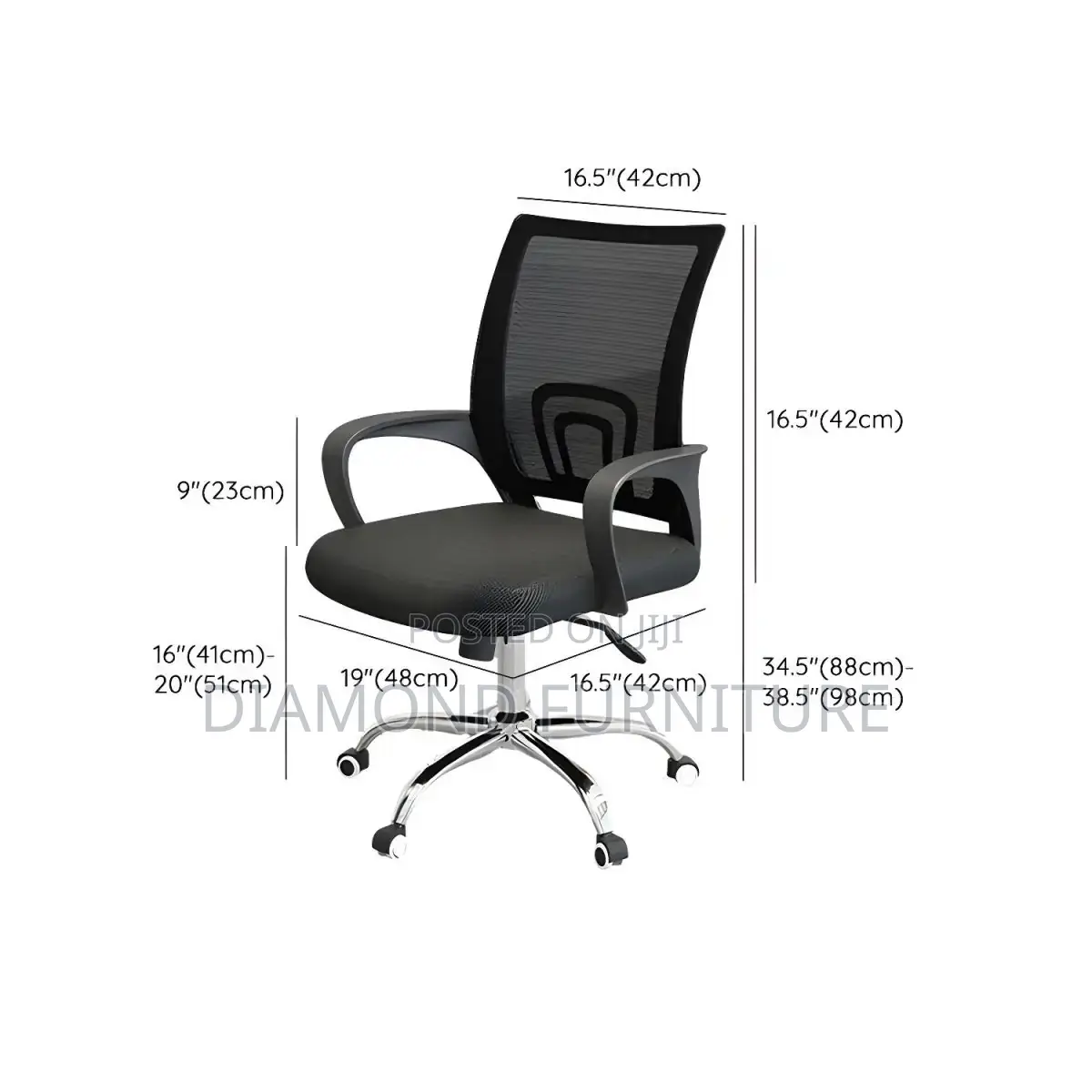 Office Furniture; Modern Secretarial Mesh Task Chair- (Lumbar Support)
