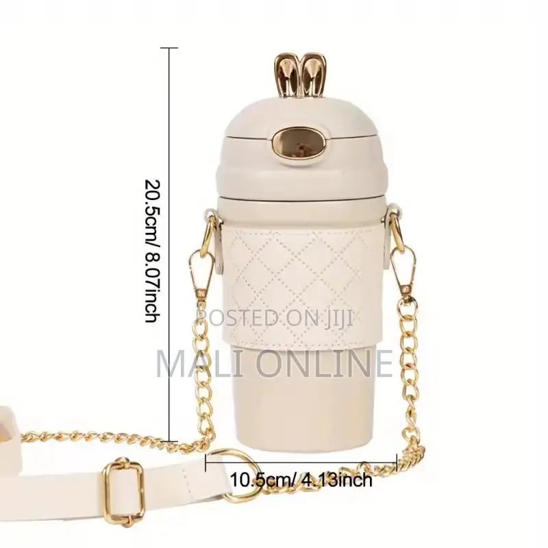 Super Cute Bunny Ear Water Bottle With Straw & Strap 1-litre Bottle