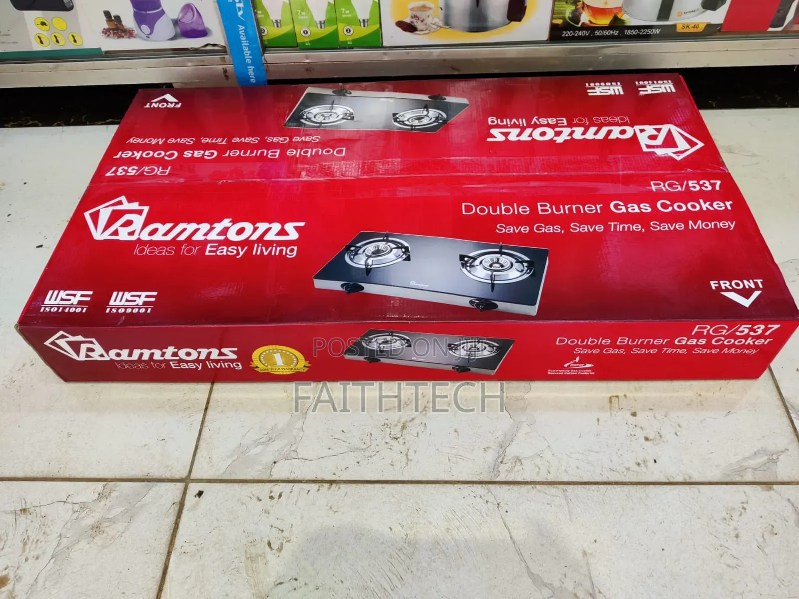 *Ramtons 2burner Gas Cooker Ceramic Top Rg537