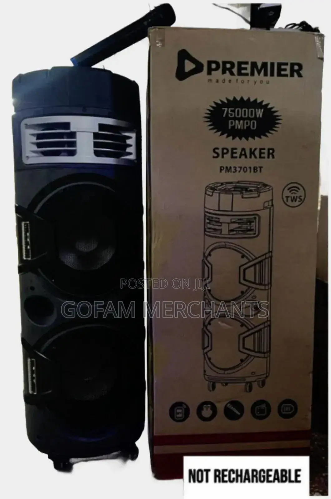 Premier 75000w Powerful Speaker With Bluetooth, Wheel, Microphone, Fm