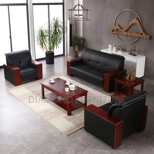 Office Furniture; Luxury Fabric 5-Seater Office Sofa