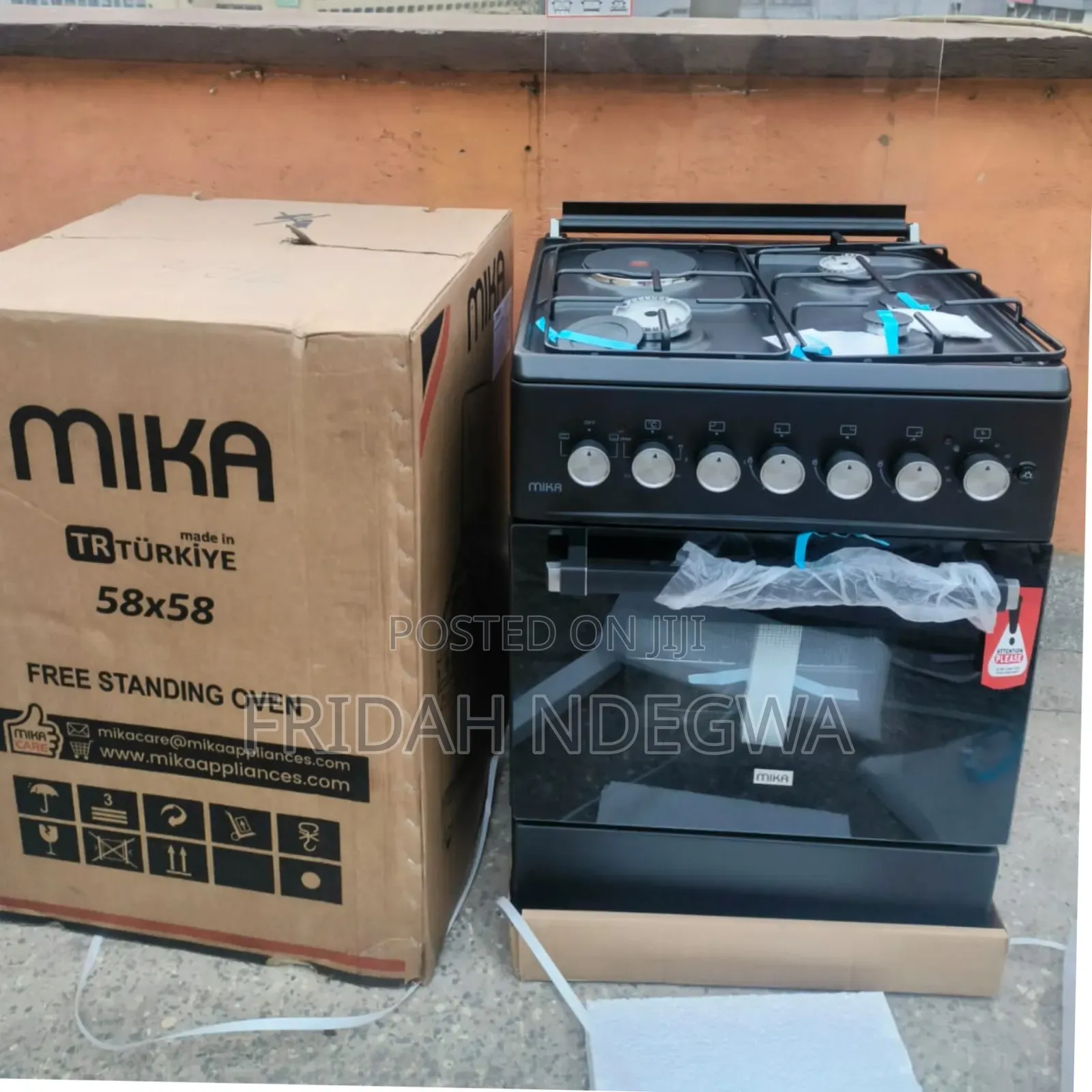 Marble Mika Standing Cooker 58 X 58 Cm 3gas + 1electric Hotplate