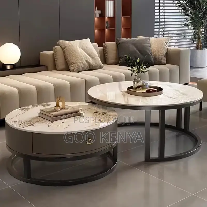 Coffee Table Set; Modern Glass Top Coffee Table Set and Storage Drawer