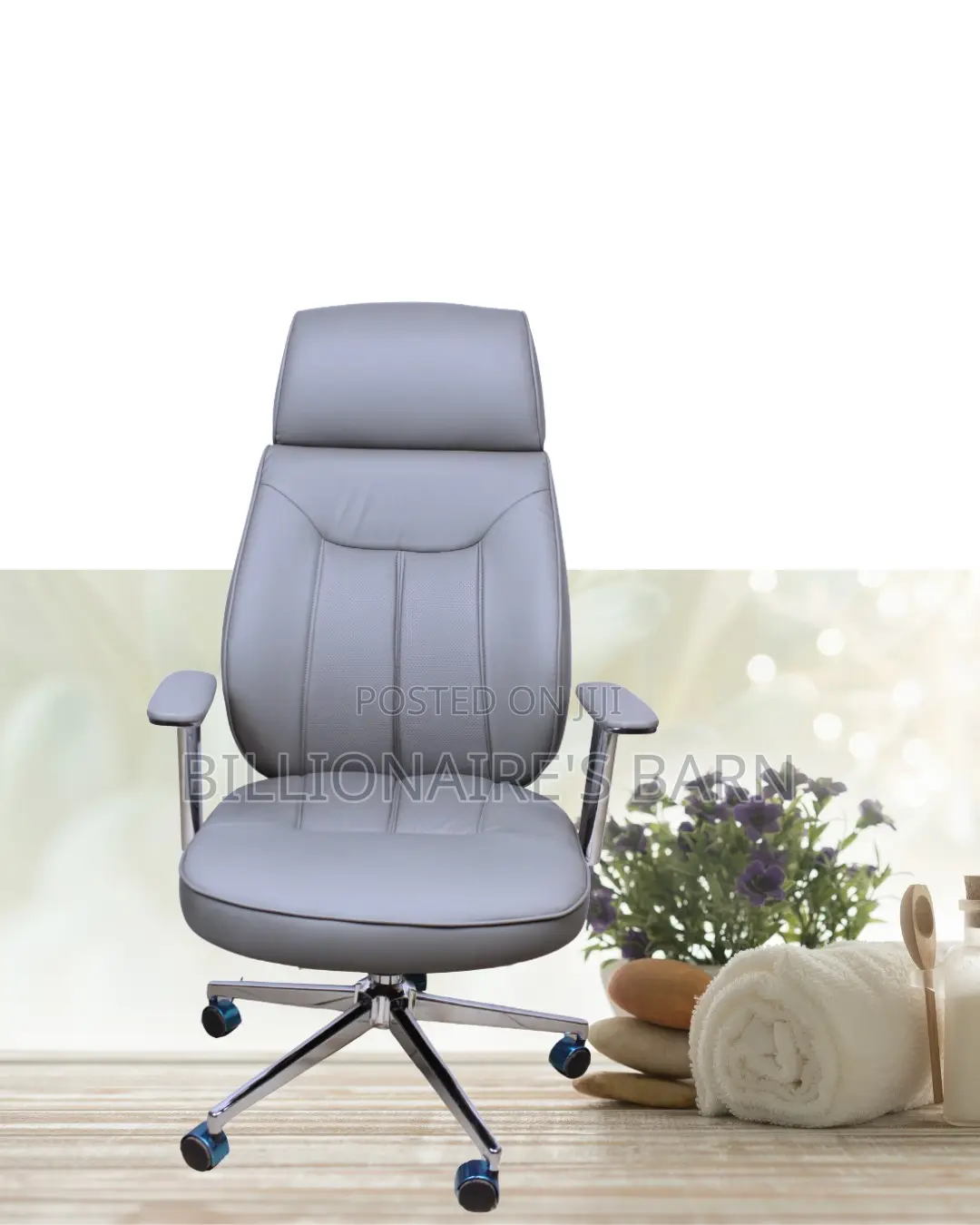 Grey Executive Leather Office Chair (Best-Seller) — Restocked!