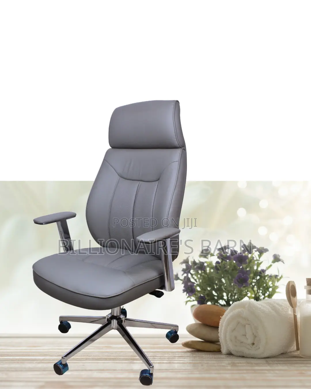 Grey Executive Leather Office Chair (Best-Seller) — Restocked!