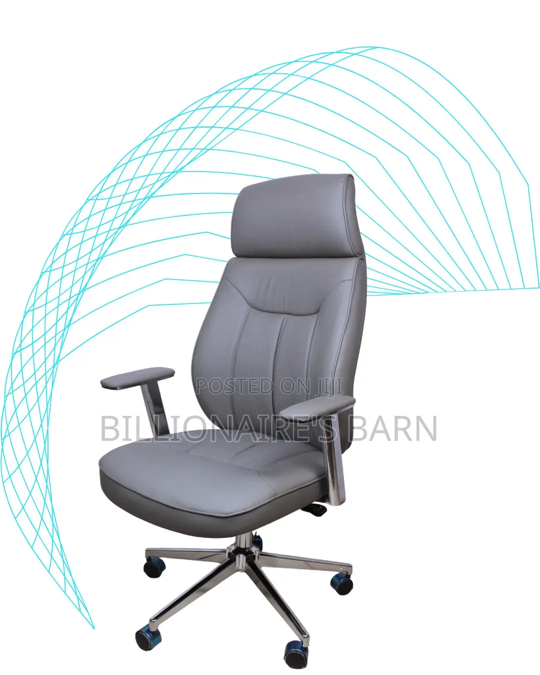 Grey Executive Leather Office Chair | Plush Headrest Support