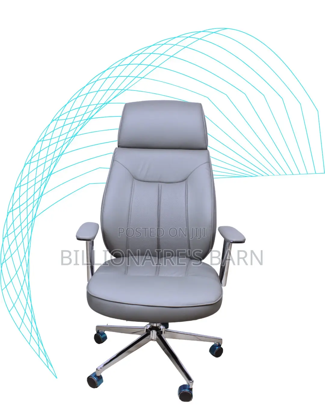 Grey Executive Leather Office Chair | Plush Headrest Support