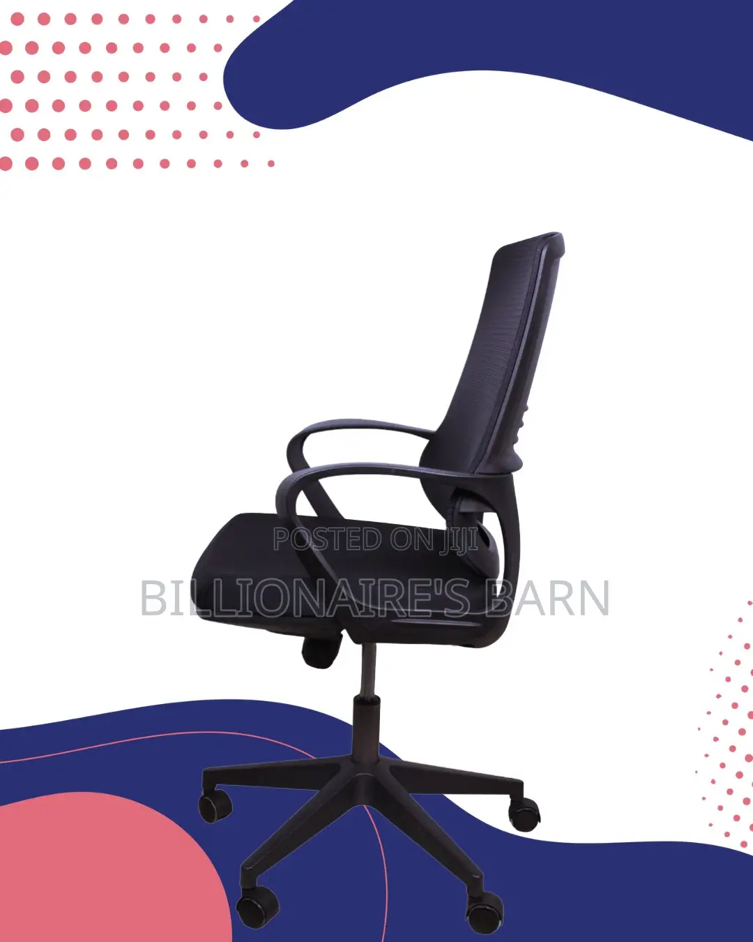 Durable Black Ergonomic Mesh Office Chair | Swivel Base